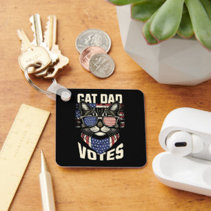 Cat Dad Votes Cute Election American Flag Key Ring