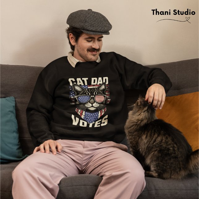 Cat Dad Votes Cute Election American Flag Sweatshirt (Creator Uploaded)