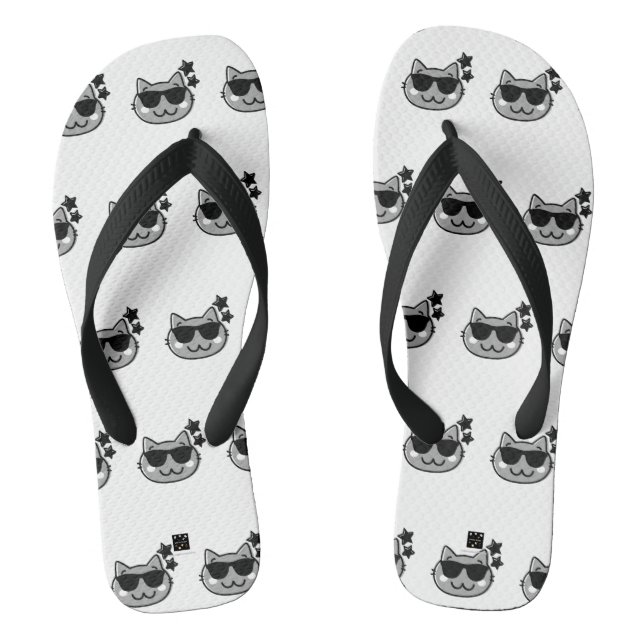 CAT DAD WHITE SLIPPERS FLIP FLOPS (Footbed)