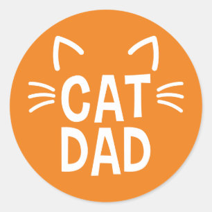 Cat Dad With Ears & Whiskers Classic Round Sticker