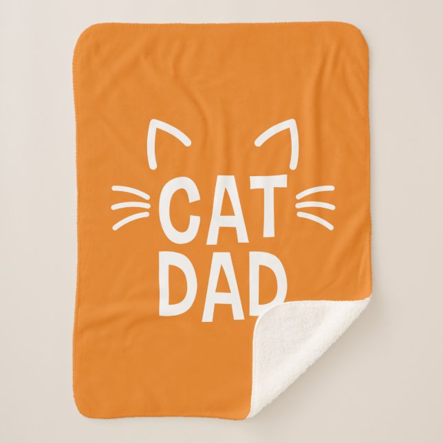 Cat Dad With Ears & Whiskers Sherpa Blanket (Front)