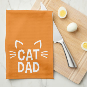 Cat Dad With Ears & Whiskers Tea Towel