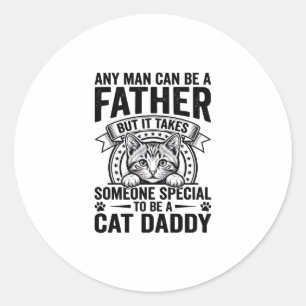 Cat Daddy Father Quote Vintage Engraving T-Shirt D Classic Round Sticker