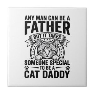 Cat Daddy Father Quote Vintage Engraving T-Shirt D Tile