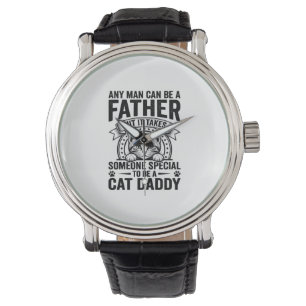 Cat Daddy Father Quote Vintage Engraving T-Shirt D Watch