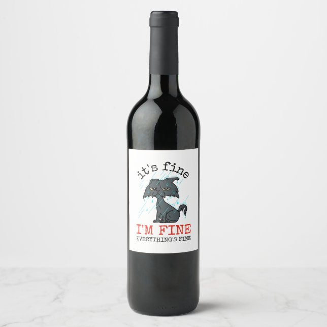 Cat daddy fathers day gift wine label (Front)