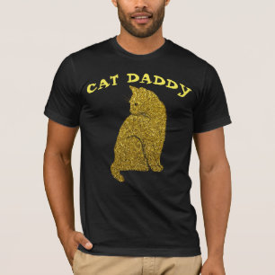CAT DADDY FAUX GOLD GLITTER BLACK T-SHIRTS