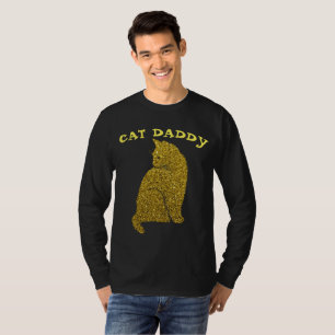CAT DADDY FAUX GOLD GLITTER BLACK T-SHIRTS