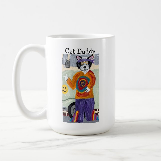 Cat Daddy Hippie Tuxedo Cat Coffee Mug (Left)