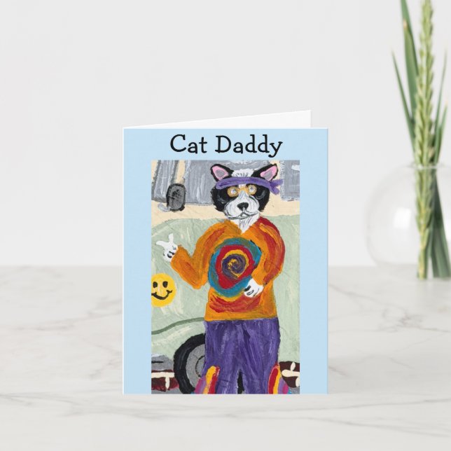 Cat Daddy HIppie Tuxedo Cat Invitation (Front)