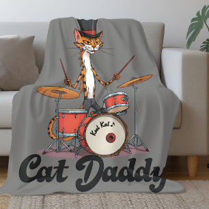 Cat Daddy Musician Jazz Music Drummer Cats Dad Fleece Blanket