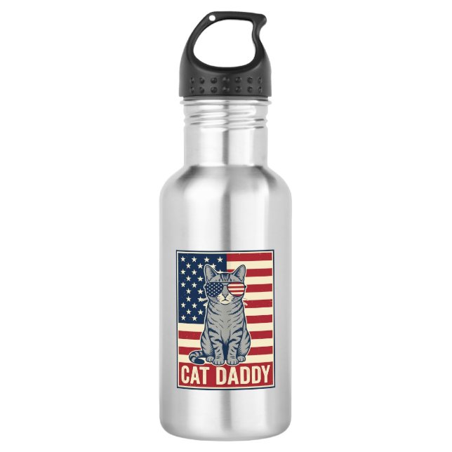 Cat Daddy Patriotic Cat Vector Design_1 532 Ml Water Bottle (Front)