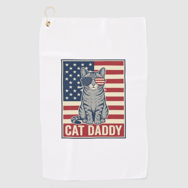 Cat Daddy Patriotic Cat Vector Design_1 Golf Towel (Front)