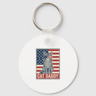 Cat Daddy Patriotic Cat Vector Design_1 Key Ring