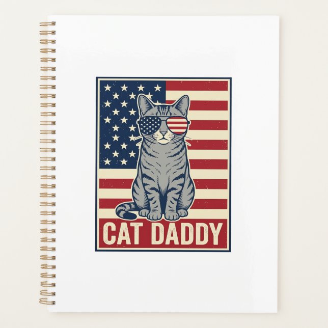 Cat Daddy Patriotic Cat Vector Design_1 Planner (Front)