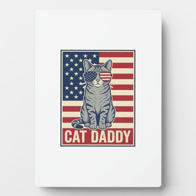 Cat Daddy Patriotic Cat Vector Design_1 Plaque (Front)