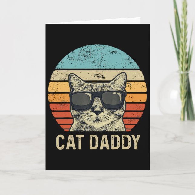 Cat Daddy Retro Cat Sungles Cool Cat Dad Gift Fath Card (Front)