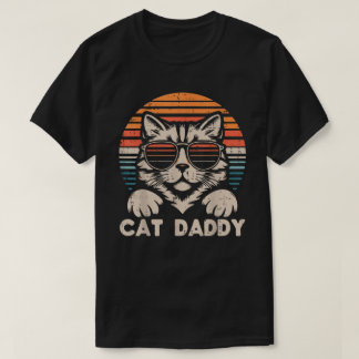 Cat Daddy Sunglasses Sunset Retro Dad kitten T-Shirt