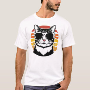 Cat Daddy Sunglasses Sunset Retro Fur Dad Papa T-Shirt