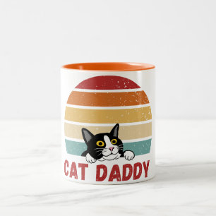 Cat Daddy Vintage Cat 80s Retro Style For Men Two-Tone Coffee Mug