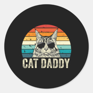 Cat Daddy Vintage Distressed Maine Coon Cat Dad  Classic Round Sticker