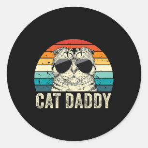 Cat Daddy Vintage Distressed Scottish Fold Cat Dad Classic Round Sticker