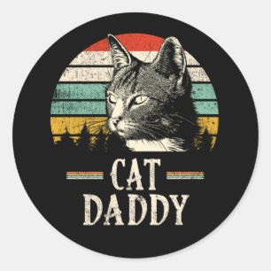 Cat Daddy Vintage Eighties Style Cat Retro Classic Round Sticker