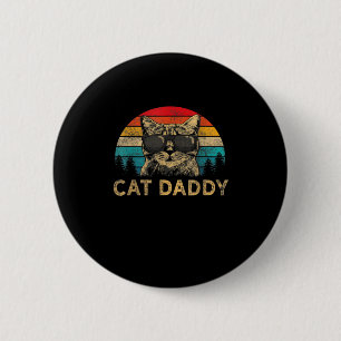 Cat Daddy Vintage Eighties Style Cat Retro Distres 6 Cm Round Badge