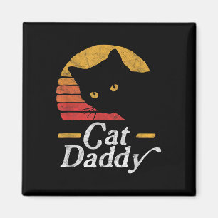 Cat Daddy Vintage Eighties Style Cat Retro Distres Magnet