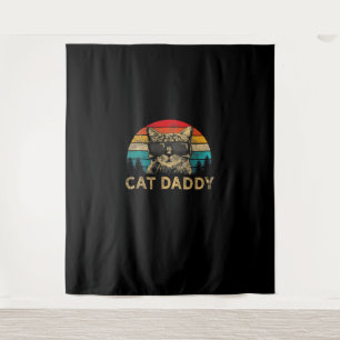 Cat Daddy Vintage Eighties Style Cat Retro Distres Tapestry