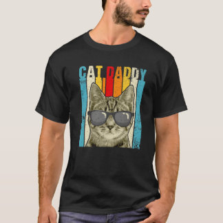 Cat Daddy Vintage Funny Cat Lover Cute Cat With Su T-Shirt