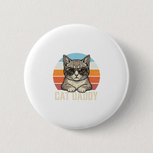 Cat Daddy Vintage Sunset Cool Cat Shirt Design_1 6 Cm Round Badge