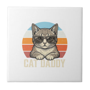 Cat Daddy Vintage Sunset Cool Cat Shirt Design_1 Tile