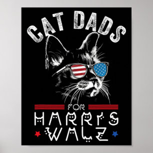 Cat Dads For Harris Waltz 2024 Usa Flag Poster