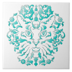 Cat Damask Ceramic Tile