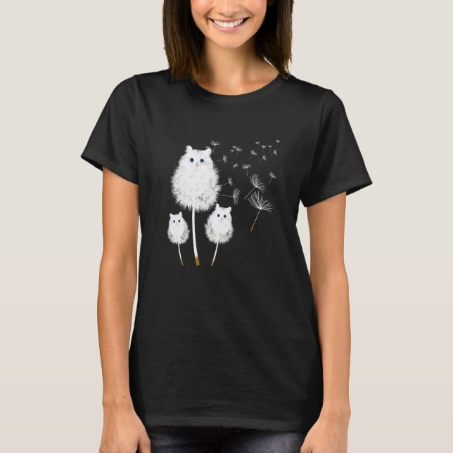 Cat Dandelion Amazing Flower Cat T-Shirt (Front)