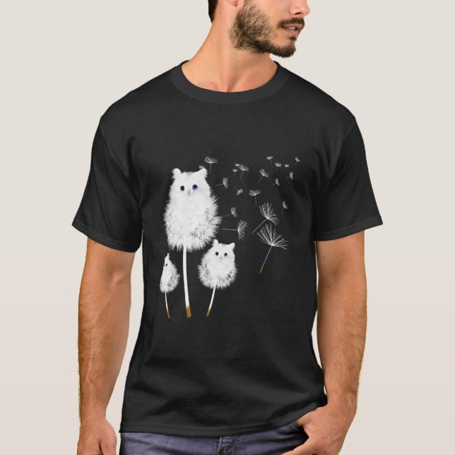 Cat Dandelion Flower Cat T-Shirt (Front)