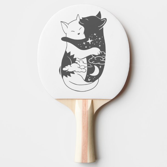 Cat day cat night illustration - Choose background Ping Pong Paddle (Front)