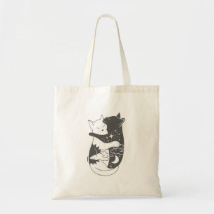 Cat day cat night illustration - Choose background Tote Bag