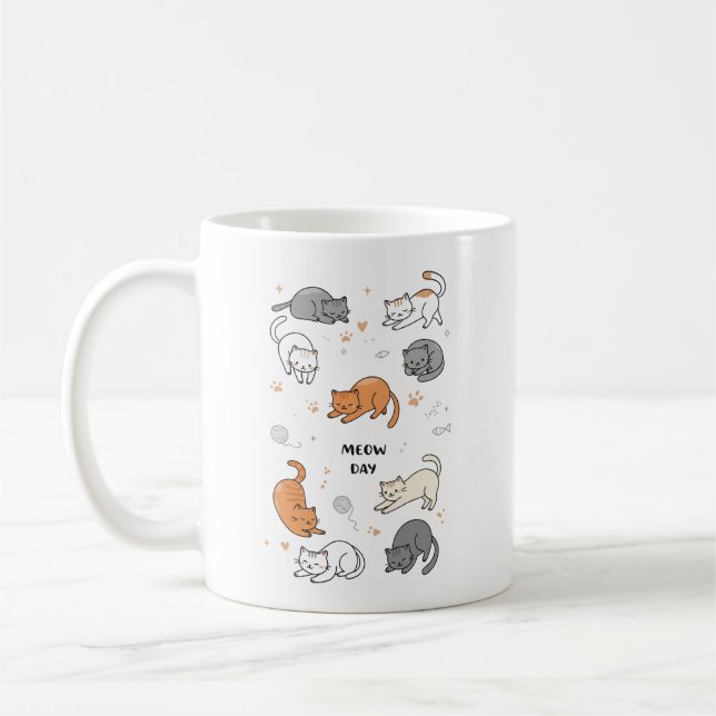 cat day coffee mug (Left)