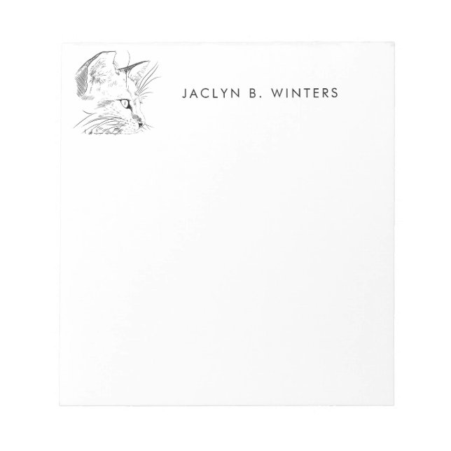 Cat Day Dreaming Sketch | Cat Lover Personalised Notepad (Front)