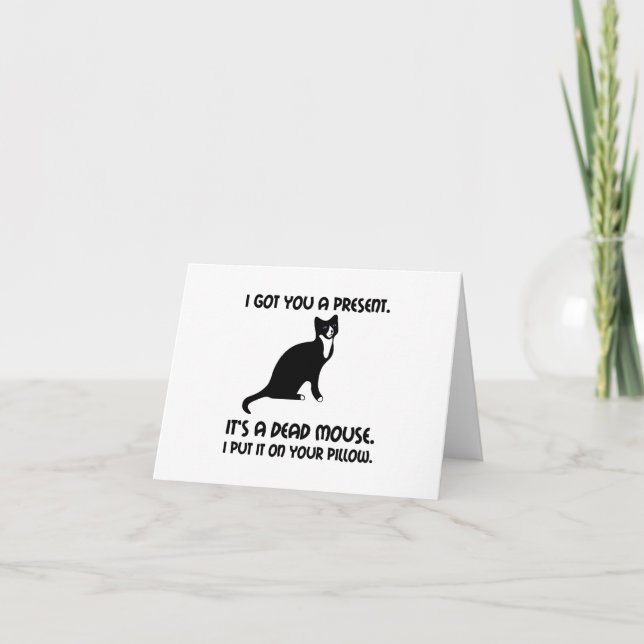 Cat Dead Mouse Pillow Thank You Card (Front)