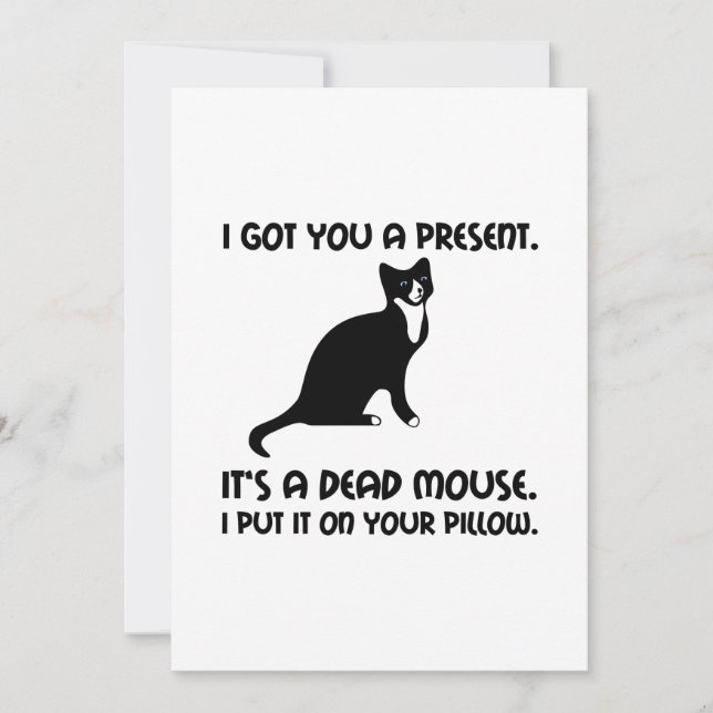 Cat Dead Mouse Pillow Thank You Card (Front)