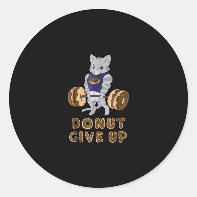 Cat Deadlift Powerlifting Doughnut Gym Classic Round Sticker (Front)
