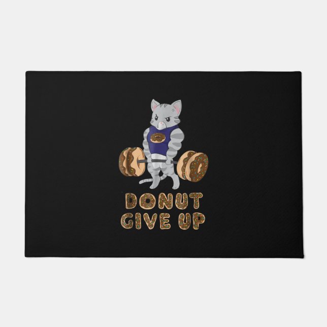 Cat Deadlift Powerlifting Doughnut Gym Doormat (Front)
