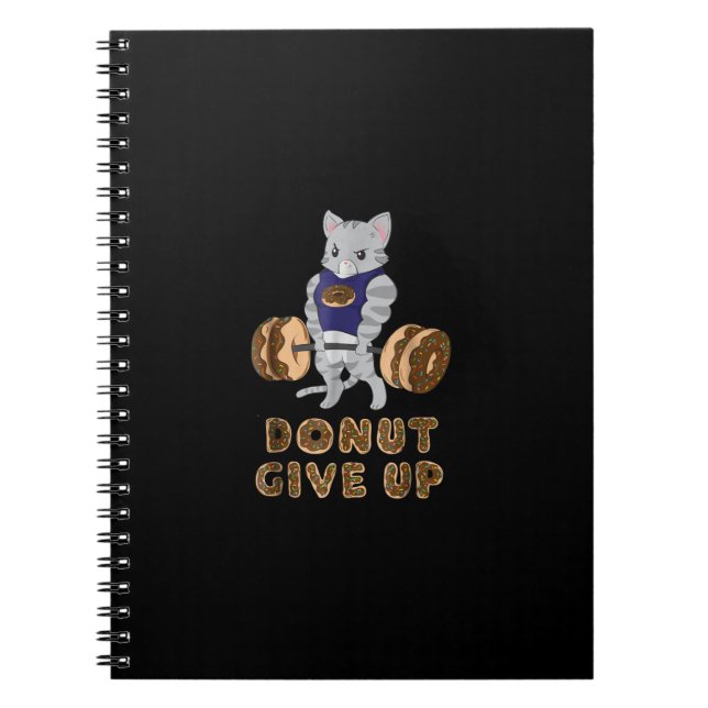 Cat Deadlift Powerlifting Doughnut Gym Notebook (Front)