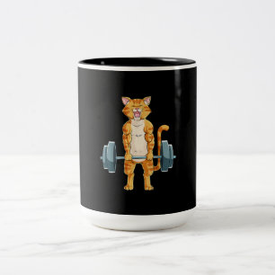 Cat Deadlift Powerlifting Gym Lifting Weights . Two-Tone Coffee Mug