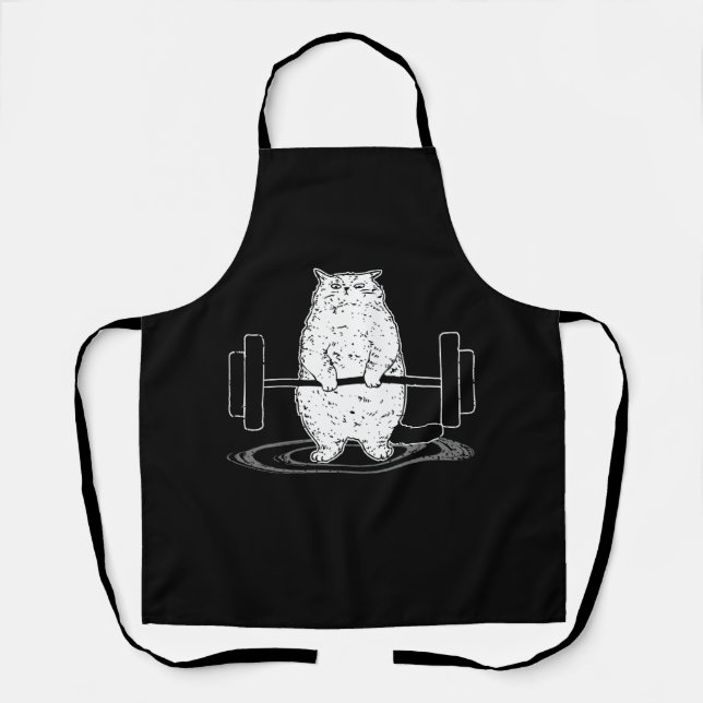 Cat Deadlift Powerlifting Kitty Muscle Cute Cats F Apron (Front)