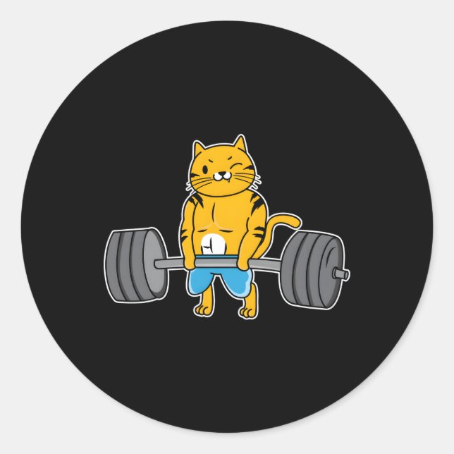 Cat Deadlift Powerlifting Weightlifter Cat Classic Round Sticker (Front)
