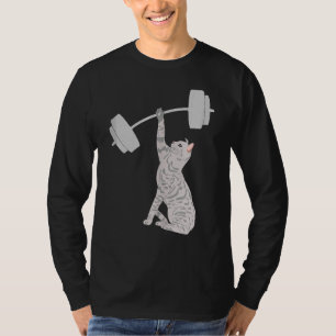 Cat Deadlifting Fitness Gym Cat Barbell T-Shirt